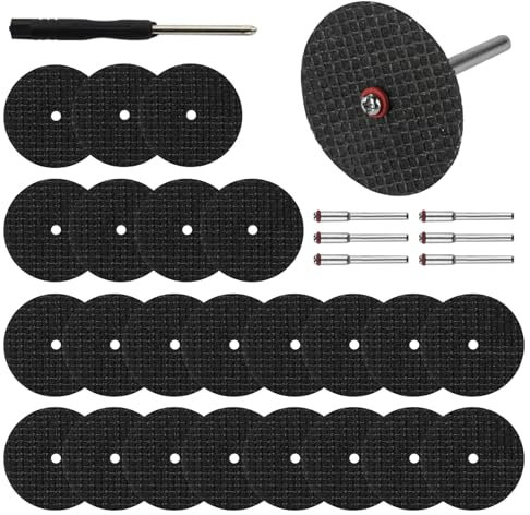60 Pcs Rotary Tool Cut Off Wheels for Dremel, 1-1/4'' Cutting Discs with 6 Mandrels and A Screwdriver, Fiberglass Reinforced Metal Accessories