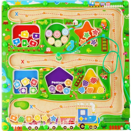 Melofaver Montessori Magnetspiel Labyrinth Spielzeug ab 3 4 5 Jahre Kinder | Holzspielzeug Magnet Spielzeug, Magnet Spiel labyrinth, Magnete Kinder Lernspiele, Kinderspielzeug Geschenk Mädchen Junge
