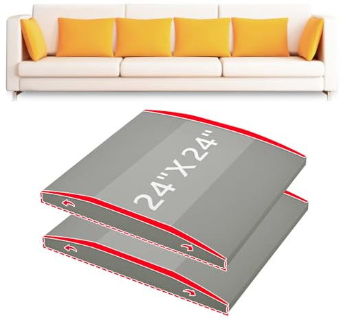 HAVARGO Couch Cushion Support High Density Foam 24X24X2.4 Inches Sofa Couch Supports for Sagging Cushions Light Grey 2Pc with Anti Slip Mesh Fabric