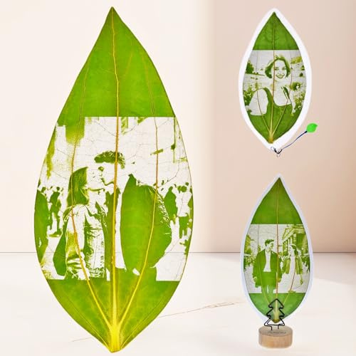 Blatt mit Foto Gravieren Lassen, Geburtstagsgeschenk, ZusammenSeit-Tag- Lesezeichen Personalisiert, Geschenk Freundin, Echtblätter, Personalisierte Geschenk für Familien und Freundin