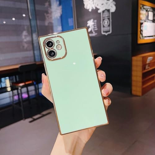 SSASMEU Coque Souple galvanisée à Angle Droit pour iPhone 11, 12, 13, 14 Pro Max, XS, X, XR Max, 7, 8 Plus, Mini SE 2020, Bleu Ciel, pour iPhone XR