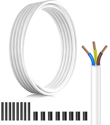 XINWANG H05VV-F 3x1,5mm² Câble Électrique Blanc, 10m | Câble souple avec gaine PVC pour appareils domestiques, atelier, éclairage et bricolage