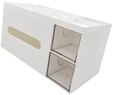 BESPORTBLE Plastic Tissue Box Holder Mobile Phone Stand White Storage Box Tissue Container Home Organizer