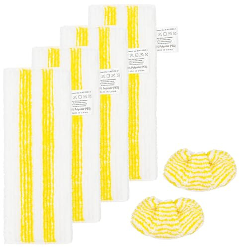 Hezane 6PCS Karcher EasyFix microfibre floor cloths&Handheld Nozzle Pads compatible with Kärcher SC steam cleaners microfibre wipes,With hook-and-loop system and base strap
