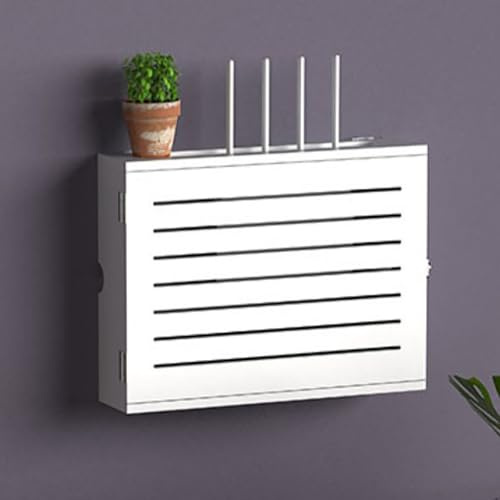 Nordivo Caja de Almacenamiento Router WiFi, Estante de Pared Ocultador de Router, Cesta para Esconder Router, Caja Colgante sin Taladro, para Oficina y Hogar(White,L36.4cm/14.3in)