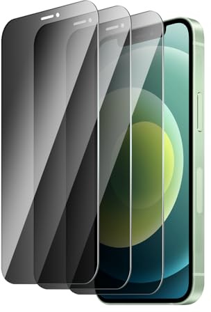 QZYWIKA Privacy screen protector for iPhone 12/12 Pro, 3 Pack tempered glass 9H hardness Bubble-free Scratch-resistant Impact-resistant Privacy screen