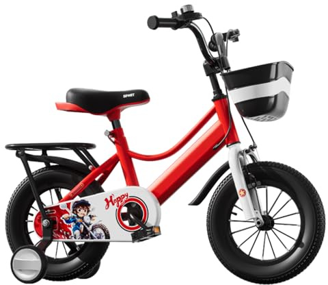 Luqeeg Barncykel, Förtjockade Halkskydds Minicykel, Hög Kolstålram Släta Lager Stabilitet på Tre Hjul Full Täckande Kedjeskyddscykel för Flickor (14 tum)