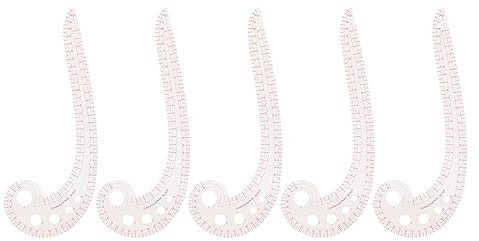 ANKROYU Transparentes französisches Kurvenlineal-Set, 5-teilig, Komma-förmige Nähschablone, hochpräzises Musterherstellungswerkzeug für Schneider, Designer, Schneidern, Kunststoff,
