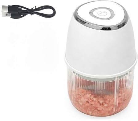 Tragbarer Mini-Zerkleinerer,Mixer Küche, Gemüsezerkleinerer Zwiebelschneider mit USB-Anschluss, Universal-Küchenmaschine Mixer für Babykost Nüsse Gemüse Obst Fleisch (Weiß)