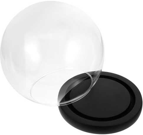 Toyvian Cupola di Vetro Trasparente Sferica con Base Nera Portafiori in Vetro per Fiori Conservati Espositore Decorativo Salvaspazio per Piante Artificiali e Oggetti D’Arredo