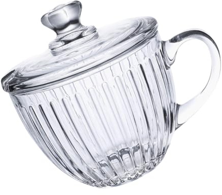 Tofficu Tazza per Colazione in Vetro con Coperchio, Ciotola per Cereali di Grande Capacità, Bicchiere Decorativo per Latte e Yogurt, per Uso Domestico e Foto Food Styling