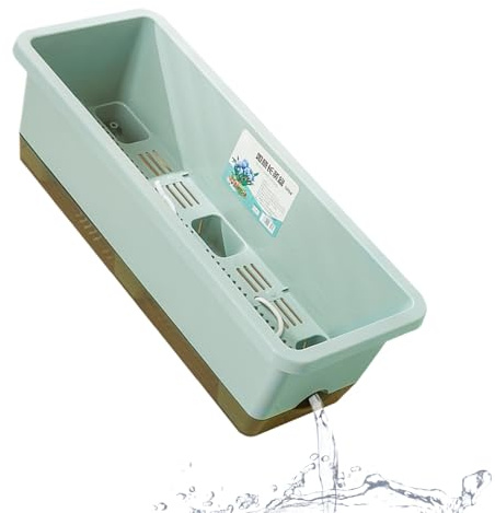 Wiboie Maceta de riego automático, contenedor para plantar tomates, con agujero de drenaje y cuerda absorbente, maceta rectangular para flores, para dormitorio, lugar de trabajo, alféizar de ventana