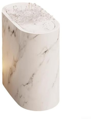 Dolvitrny Pattumiera da bagno elegante e sottile, con coperchio, in plastica, salvaspazio, con design a doppio tubo, resistente alle perdite e decorativo, colore: bianco
