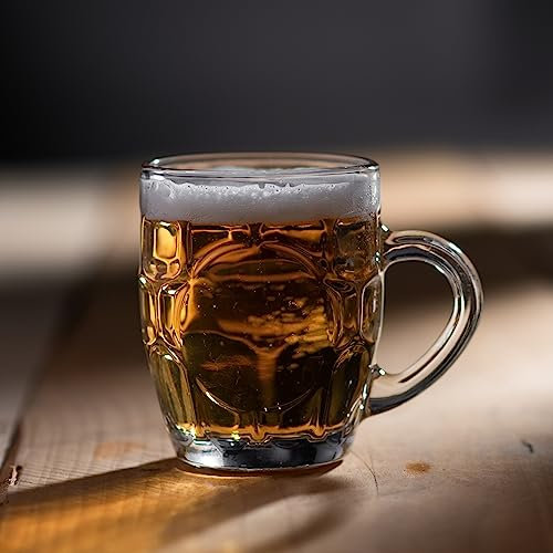 bar@drinkstuff Half Pint Dimple Mug with Window 10oz / 285ml - Case of 48 - Traditional Beer Tankards, Beer Mugs