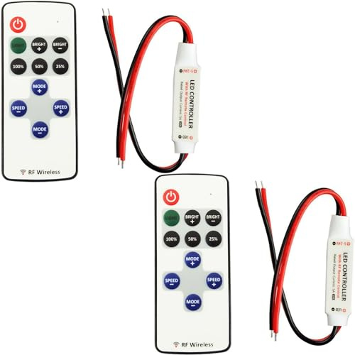 LITAELEK 2pcs Controllore Striscia LED RF Remoto DC 5V-24V 5A Ricevitore Nastro LED Regolatore Dimmer Banda Controller Telecomando per Monocromatiche COB e SMD 5050 3528 2835 5630 Strip