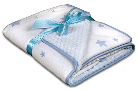 KiGATEX Babydecke Kinderwagen Decke Sterne kuschelig weich 80 x 90 cm (blau)