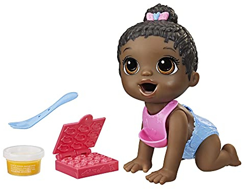 Baby Alive Lil Snacks Doll - Eats/Phee Children's Artists Protect to Bloons Dolly, 8-Inch Baby Doll, Snack Box Mold, Black Hair