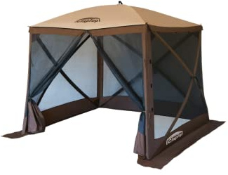 Claptop Schnell aufbaubarer Faltpavillon ClapTop 400, Braun, für 4 Personen, wasserdicht mit gefüttertem Reißverschluss, leichte und stabile Fiberglaskonstruktion, in 60 Sekunden aufgebaut, 4,7m²