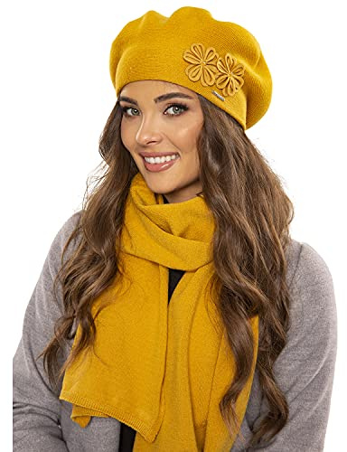 VIVISENCE Damen Baskenmütze Warm Und Gemütlich Wintermütze An Winter Und Herbst Warme Dick Strickmütze, Kopfbedeckung Eleganter Klassisch Mütze Für Frauen Modell 7007