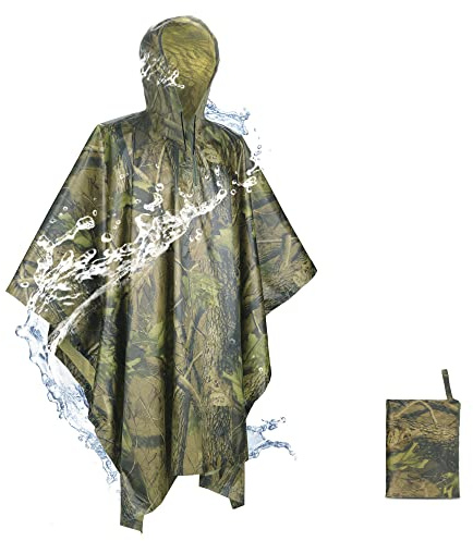 Regenponcho wandern wasserdicht, Regenmantel mit Kapuze 4in1 Campingdecke | Leichtes atmungsaktives Poncho für Herren Damen, Outdoor Reisen Angeln Festival Camping & Regencape für Radfahrer