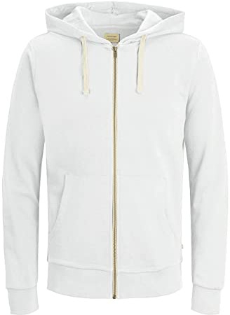 JACK & JONES Jjeholmen Sweat Zip Hood Noos sweatjacka för män, Vit (vit/reg fit), XXL