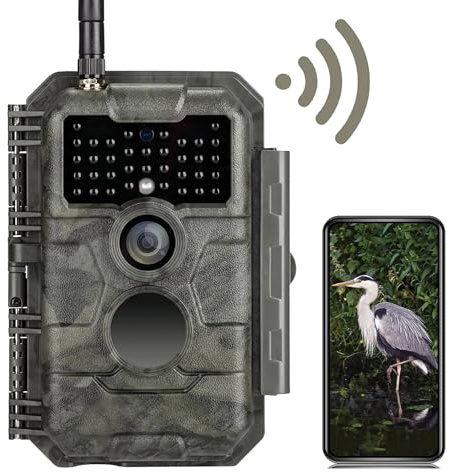 GardePro E6 Wildlife Camera, WiFi, 64MP 1296p H.264 Video, 110° View Angle, Trail Camera with Night Vision Motion Activated, Garden Camera Trap
