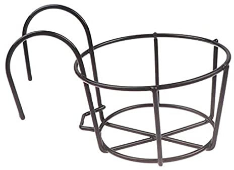 SPORTARC Support de pot de fleurs rond en fer à suspendre pour balcon - Noir - Pour la maison, le balcon, le jardin, la balustrade, la clôture