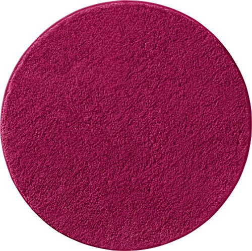 Erwin Müller Badematte, Badteppich, Badvorleger Rhodos Uni rutschhemmend Fuchsia Größe rund: 90 cm Ø - ultraweich, extrem saugfähig, flusenarm