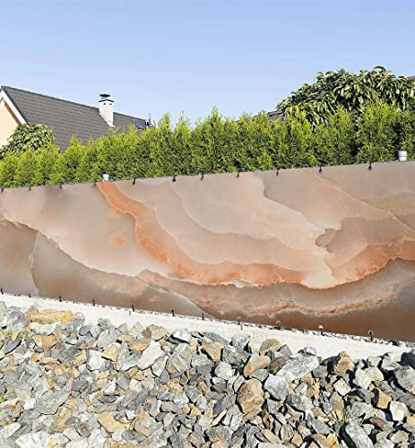 MyMaxxi Zaunbanner Sichtschutz - wellige Marmor Steinplatten - Abdeckung für Terrasse Zaun - Windschutz Sonnenschutz Blickdicht - Zaunverkleidung wetterfest -