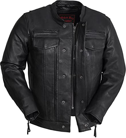 Mens Motorcycle Leather Riding Jacket | Leather Motorcycle Biker Jacket Men (XL)