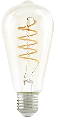 Eglo LED E27, lampadina a spirale, lampada vintage ambrata per illuminazione retrò, 4 Watt (equivalente a 26 Watt), 270 Lumen, illuminante bianco caldo, 2200k, Edison ST64, Ø 6,4 cm