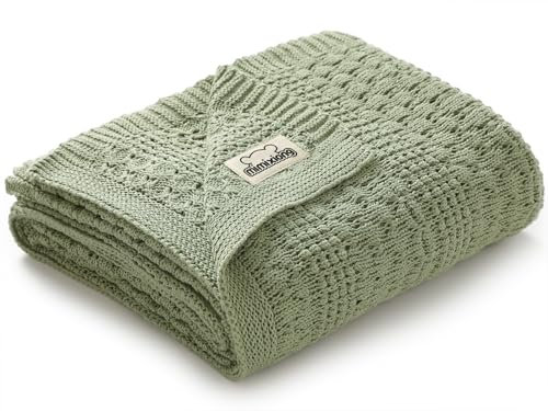 mimixiong Coperta per neonato in cotone 100% ultra morbida per carrozzina e viaggio (Verde)