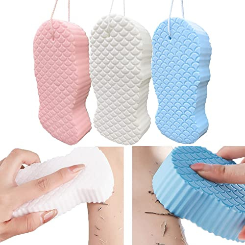 3 Stück Peeling-Badeschwamm, Duschbürste, weiche 3D-Badeschwämme für die Dusche, entfernt abgestorbene Haut für den Körper, Duschschwamm für Erwachsene und Babys