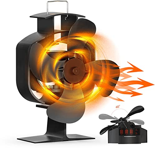 VAZILLIO Ventilatore per camino, oscillante, senza corrente, con barra di temperatura, funzionamento silenzioso, per camino, camino, camino, camino, stufa, legno