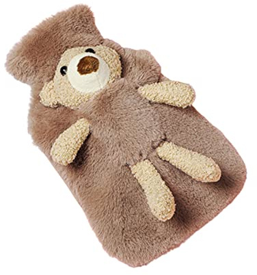 VIONNPPT Süß Bären Heißer Wärmflasche, 1L Groß Capacity Karikatur Warmer Plüsch Wärmeflaschen, Warme Hände Magen Taille Wasserbeutel, Geschenk für Erwachsene und Kinder (Khaki)