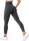 TAYOEA Damen Sport Leggings Nahtlose Booty Lifting Leggings Smile Contour Yogahose Blickdichte Gym Fitness Hohe Taille Sporthose Dunkelgrau,L