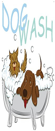 A.Monamour 3D Door Stickers for Interior Doors Two Dogs in A Bathtub in Cartoon Style Vinyl Removable Self Adhesive Door Poster Wallpaper Mural Decals for Bedroom Office Bathroom 77x200cm