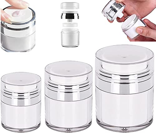3 dispensadores vacíos para bombas de crema sin aire, dispensador de crema de loción sin aire, recipiente portátil de maquillaje (0,5 oz/1 oz/1,7 oz)