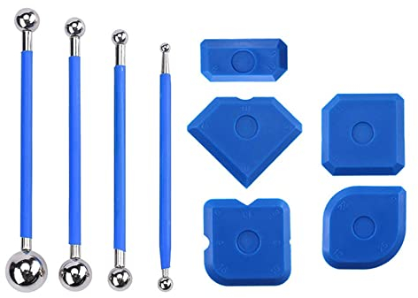 TONAUP Werkzeug Schaber Kit Fugenglätter Set, 9 Stück Fugenglätter Set Metallkugel Abzieher Silikonabzieher Sealant Tool Fugenabzieher Profi Fugenwerkzeug Für Badezimmer Küche Raum DIY Tool