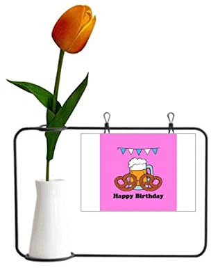 Tarjetero de flores artificiales con forma de dona inglesa para cumpleaños, cerveza, tulipán