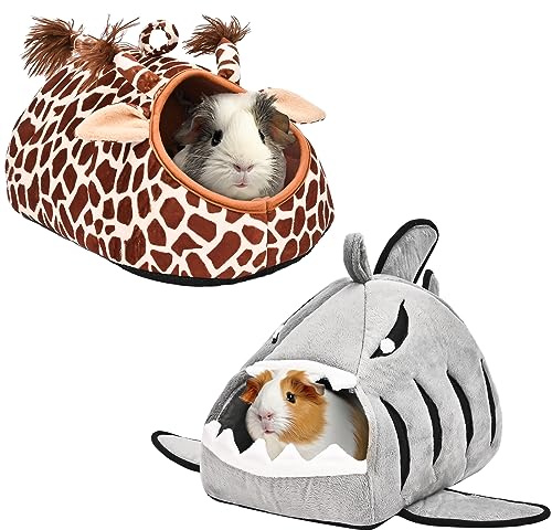 Avont 2 Pack Guinea Pig Bed House Hideout, Small Animal Hideaway Cage Accessories, Washable Sleeping Bed for Dwarf Rabbits Chinchillas Hamsters Hedgehogs Ferrets Bearded Dragons and Rats -Animal