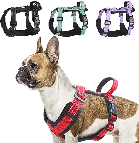 LiebeDD Hundegeschirr Rot XL - Brustgeschirr Hund Mittel Reflektierend Anti Zieh Hunde Geschirr Hund Zuggeschirr Gepolstert mit Griff Dog Harness für Welpen Kleine und Mittelgroße Hunde