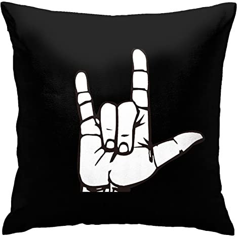 Pillow Cover Asl I Love You Sign Language 45X45Cm Pillowcase Fashion Throw Pillow Case Abstract Pillow Case For Housewarming Gift Office Home Decorative