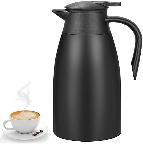 70 oz Thermal Coffee Carafe Stainless Steel, Insulated Coffee Carafe - Double Walled Vacuum Coffee Thermos Water Beverage Dispenser for Keeping12 Hour Hot/24 Hour Cold Water, Thermal carafe (Blake)