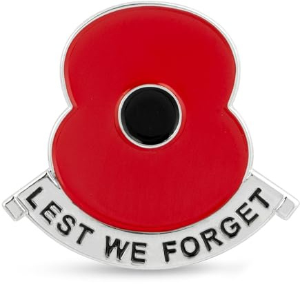 Official Royal British Legion Lest We Forget Poppy Scroll Pin