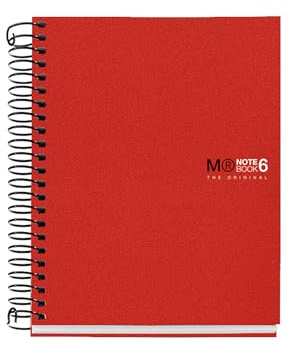 Miquelrius - A6 kariertes Notizbuch 5 mm, 150 Blatt con 6 Farbbändern, extraopakes 70 g/m² Papier, robuste Polypropylenumschläge ohne Lochungen, Notebook The Originals, Rot