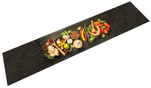 vidaXL Küchenteppich Waschbar Gewürze 60x300 cm Samt