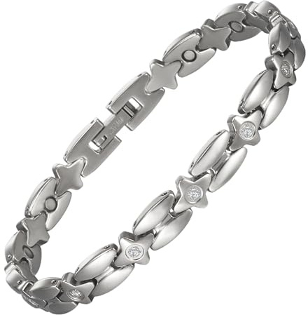 YINOX Supermagnetisches Damenarmband, Edelstahl-Magnetarmband, Damenmode-Armband, mit 9 NdFeB-Magneten und hochwertiger Geschenkbox (20,5 cm) (A)