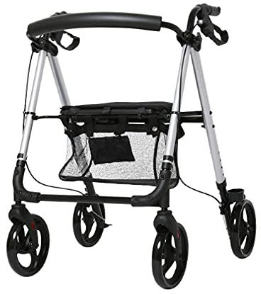 Carro plegable de 4 ruedas para personas mayores .99 con asiento, ric tor, frenos bloqueables, altura ajustable - Silla de descanso para transporte Carro de compras