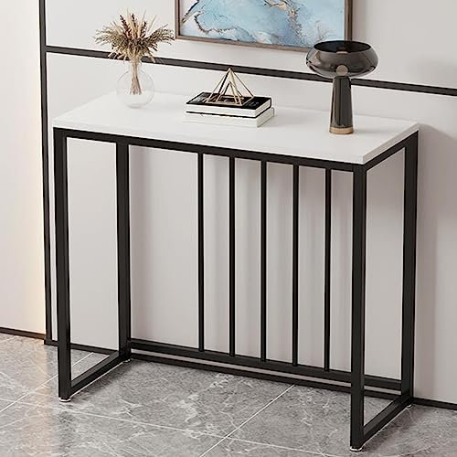 Moderner Konsolentisch, schmaler Sofatisch mit Holztischplatte - Metallrahmen Eingangstisch für Wohnzimmer, Büro, Flur - Pflanztisch hinter Couch